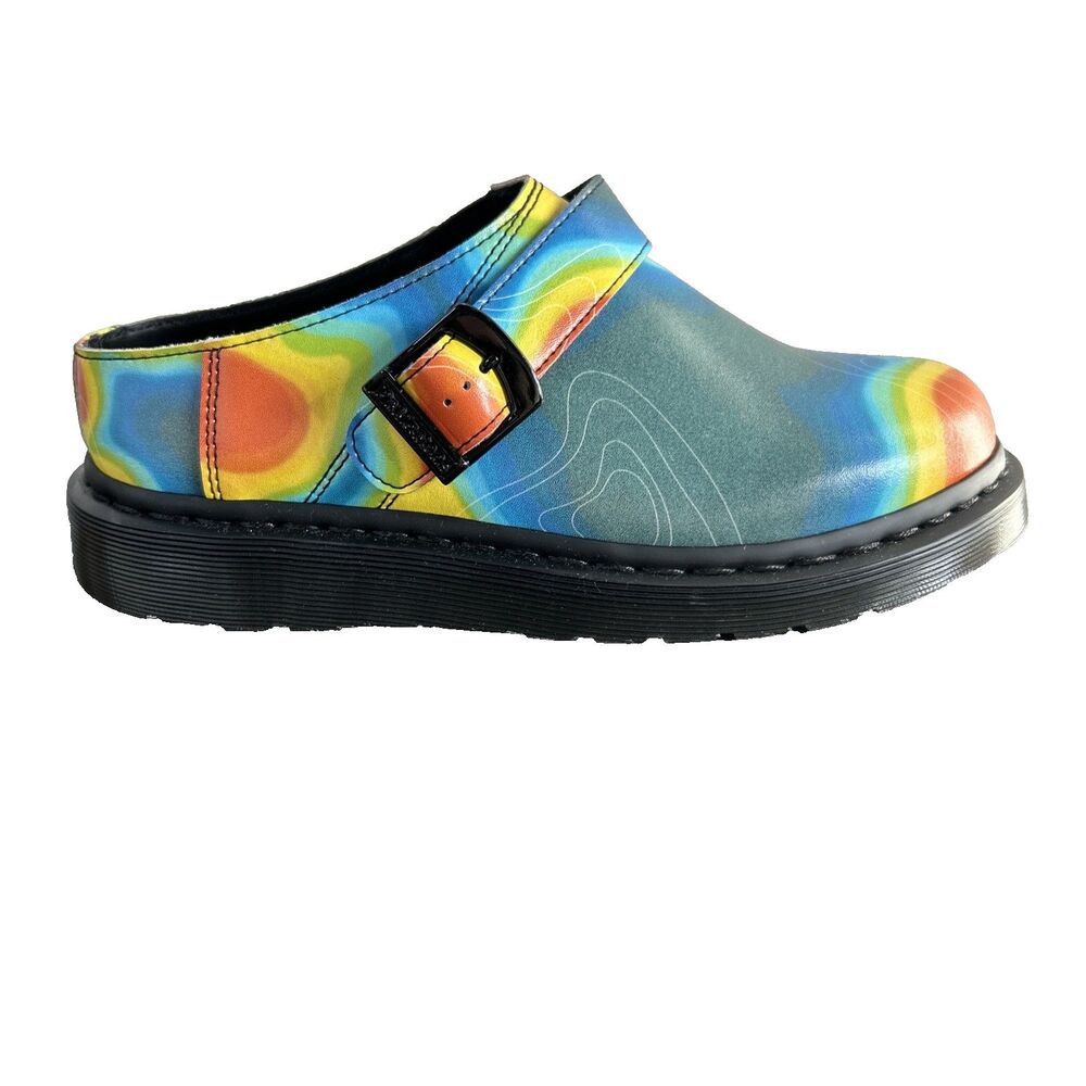 Dr. Martens Isham Genix Nappa Thermal Map Leather Slingback Mule Ladies Size 8